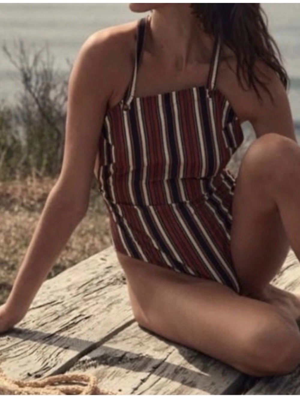 NWT Doen MALLORCA MAILLOT - MONTECITO STRIPE One Piece Bathing Suit M
